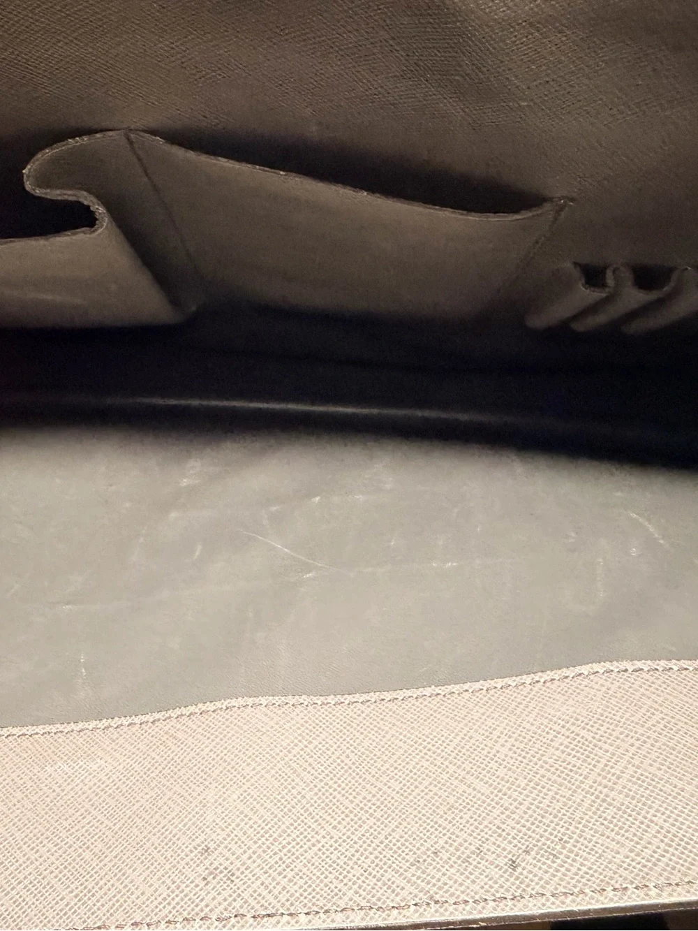 Large Gray Prada Leather Briefcase
